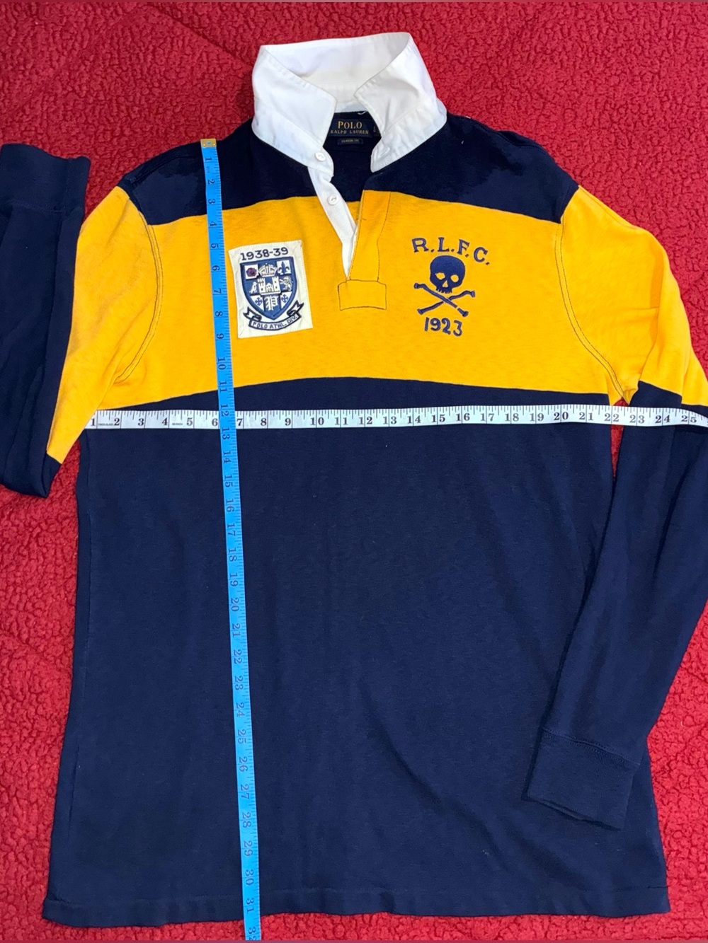 Polo by Ralph Lauren Rugby with Crest & Skull—Large Blue/Yellow